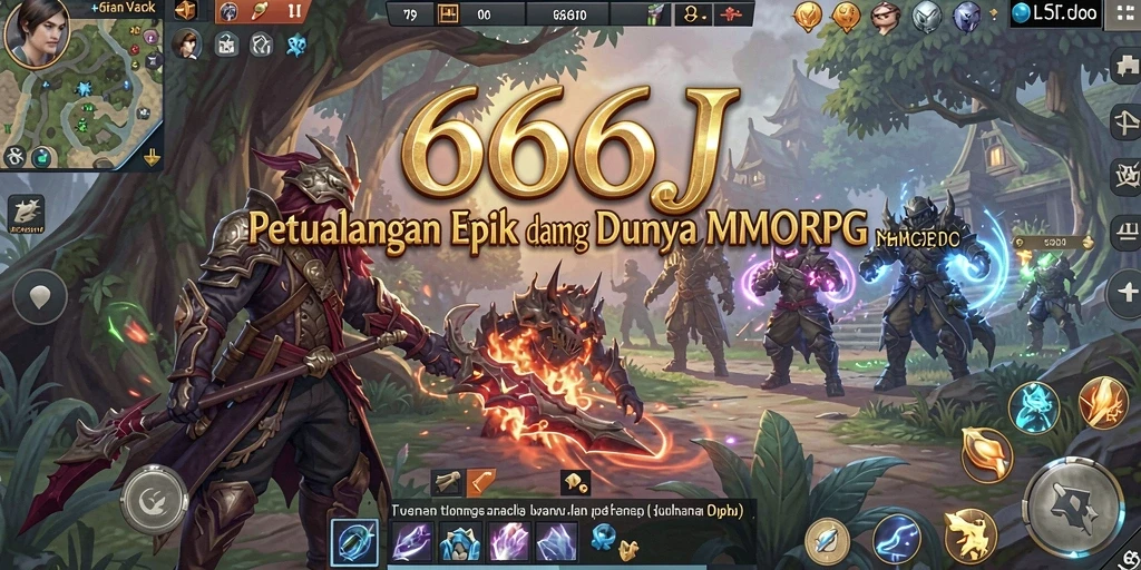 Screenshot yang menampilkan pertarungan epik dalam permainan MMORPG 666J.