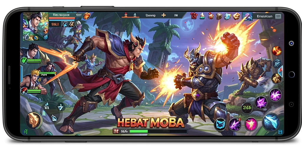 Screenshot gameplay 66K yang menampilkan aksi dan strategi MOBA.