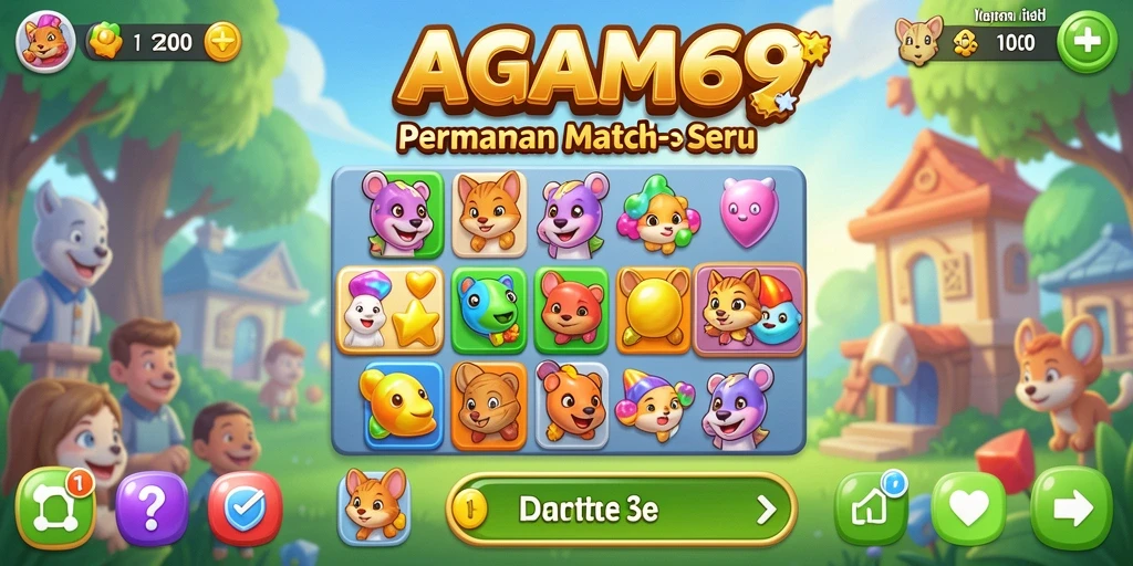 Tampilan menarik dari gameplay AGAM69 dengan item Match-3.