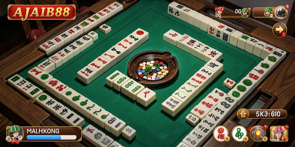 Tampilan gameplay seru dalam aplikasi AJAIB88 Mahjong.