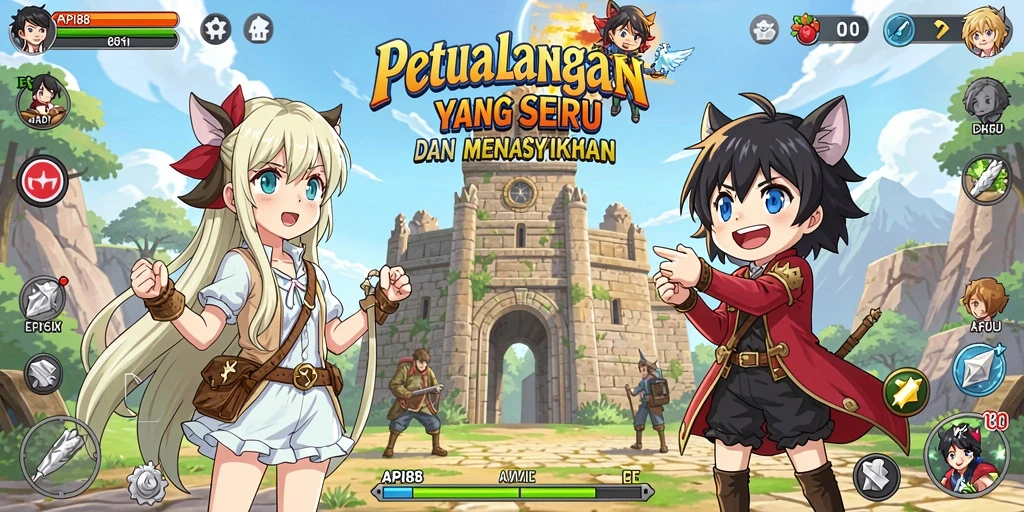 Tampilan gameplay API88 yang penuh warna dan karakter menarik.