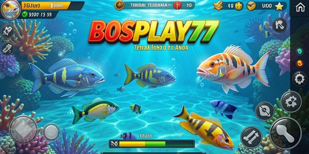 Tampilan utama gameplay Tembak Ikan yang seru di BOSPLAY77.