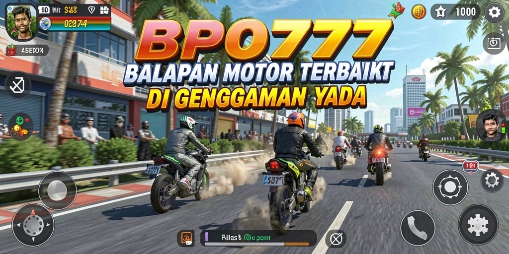 Screenshot BPO777 menampilkan balapan motor yang seru dan menegangkan.