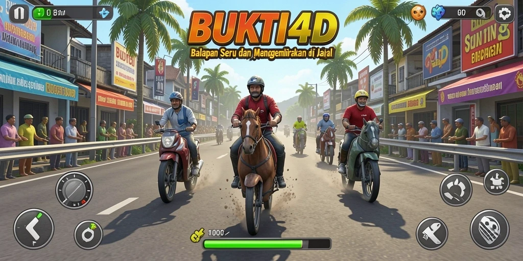 Tangkapan layar dari game BUKTI4D yang menunjukkan aksi balapan cepat.