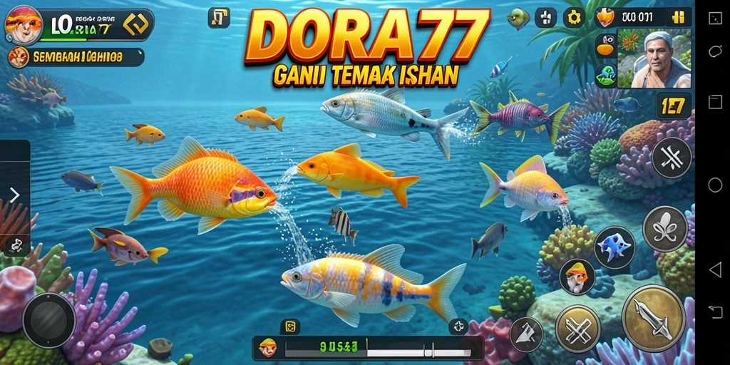 Gameplay seru dalam DORA77 saat menembak ikan.