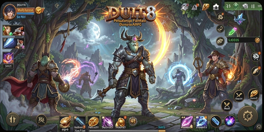 Menampilkan aksi seru dalam permainan ARPG DUIT8.