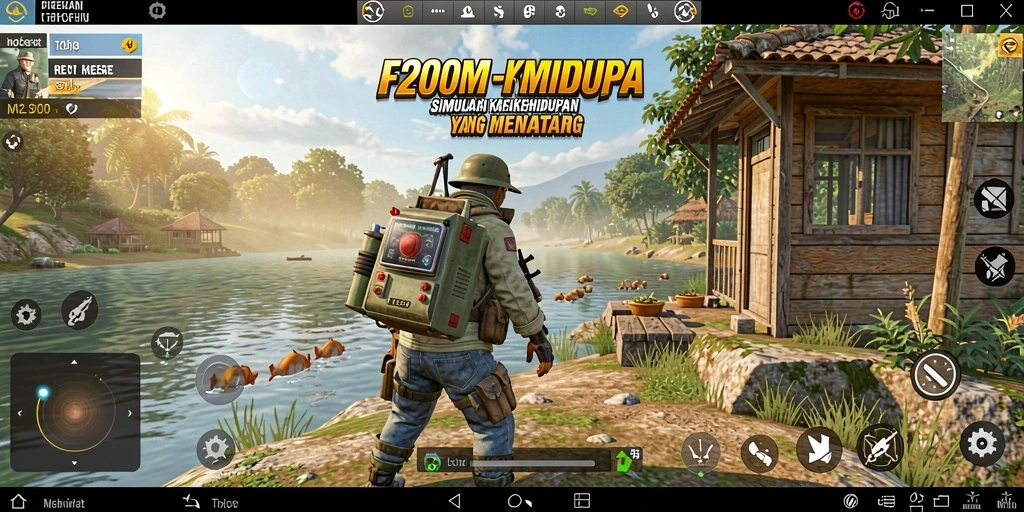 Gameplay F200M yang menampilkan kehidupan virtual interaktif.