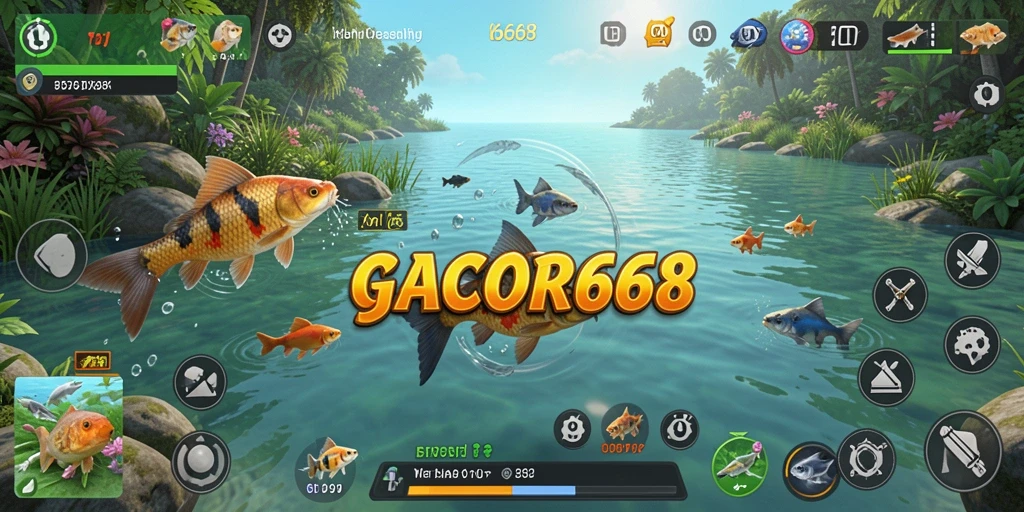 Gameplay GACOR668 menampilkan momen seru saat menangkap ikan.