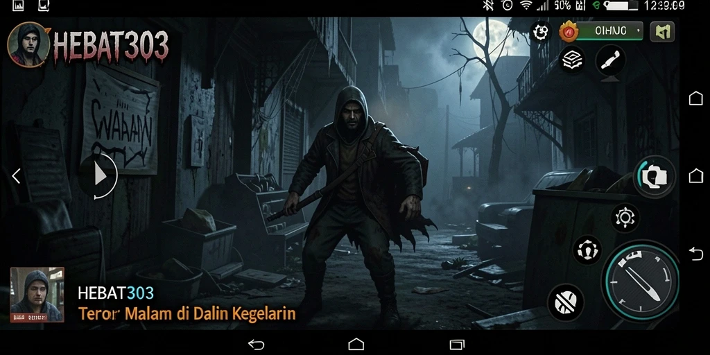 Tangkapan layar dari gameplay HEBAT303 yang menampilkan suasana menakutkan.