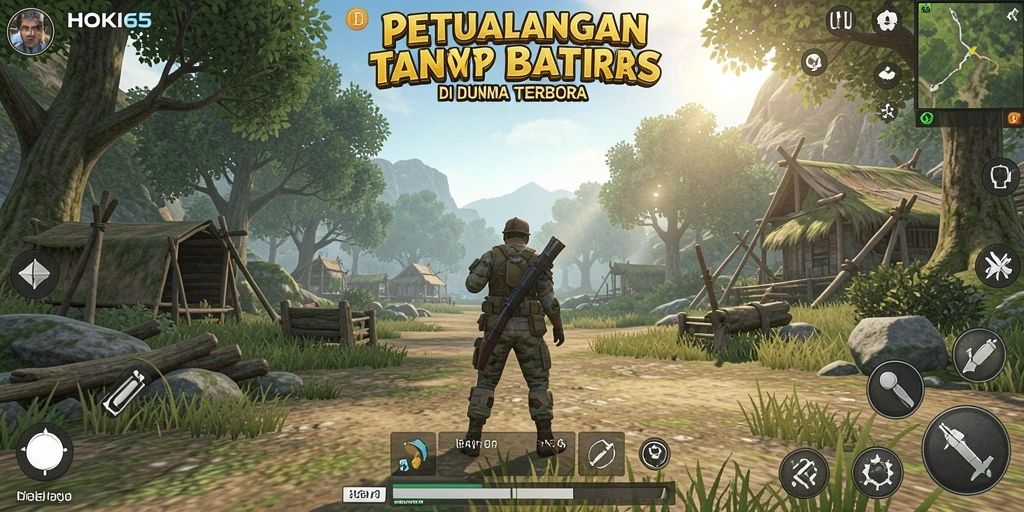 Tampilan gameplay HOKI65 menunjukkan kebebasan eksplorasi yang luas.