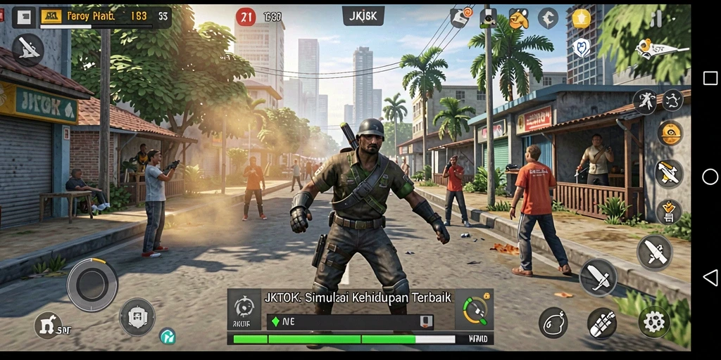 Screenshot JKTOK menampilkan aktivitas seru dalam dunia simulasi.