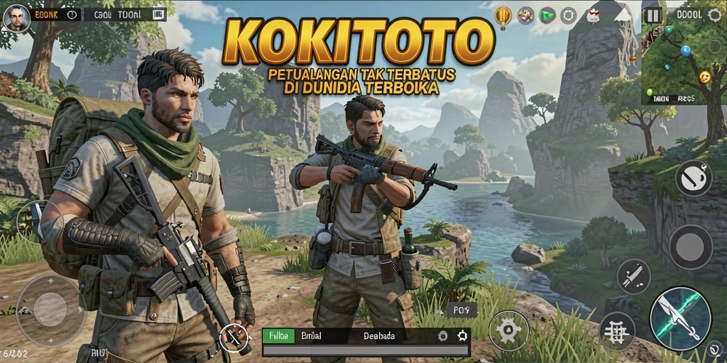Tangkapan layar KOKITOTO menampilkan petualangan seru di dunia terbuka.