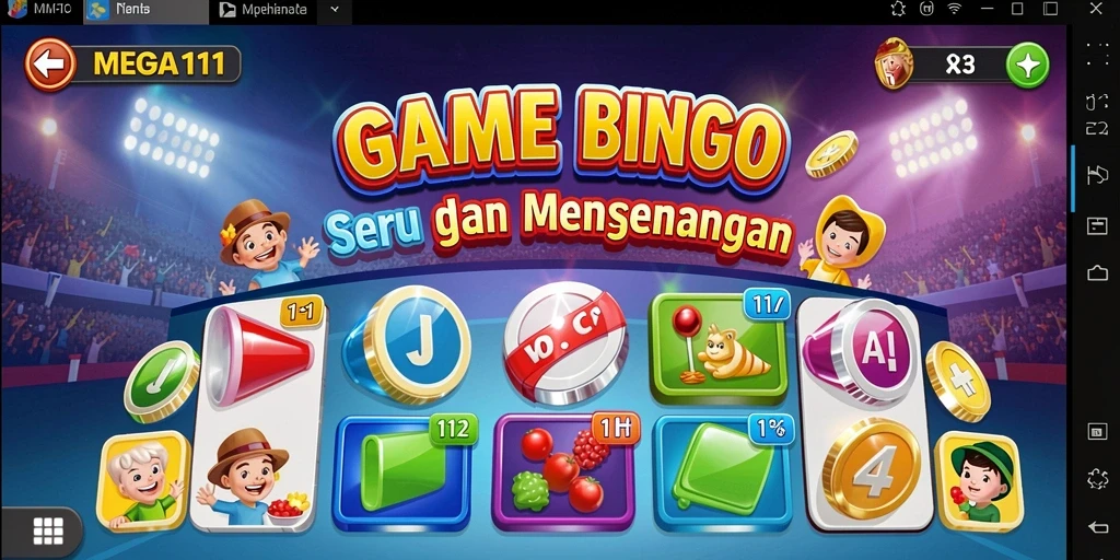 Tampilan gameplay seru di MEGA111 dengan berbagai pilihan Bingo.