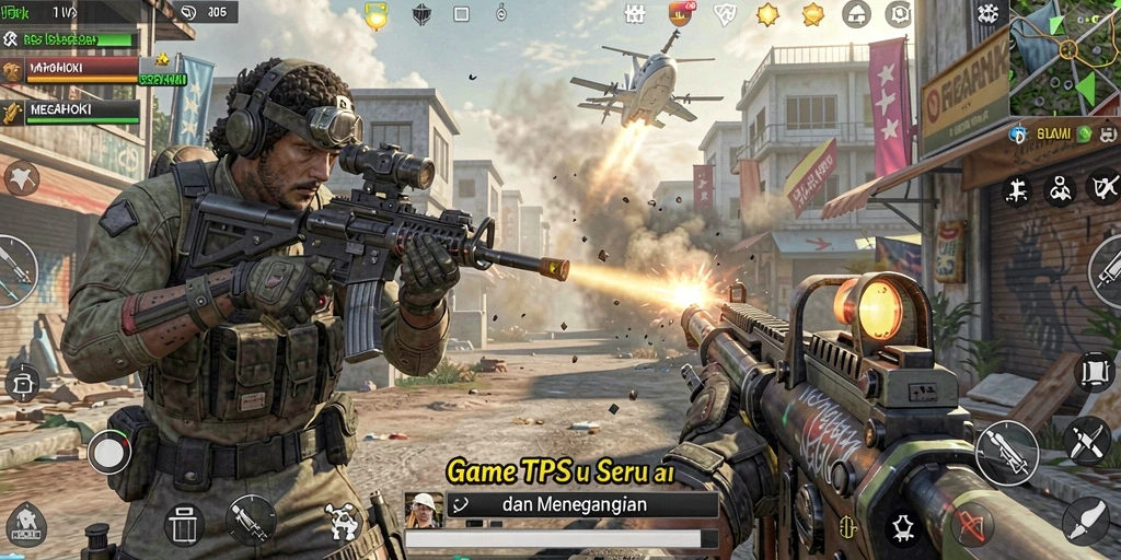 Tampilan mendebarkan gameplay TPS MEGAHOKI yang penuh aksi.