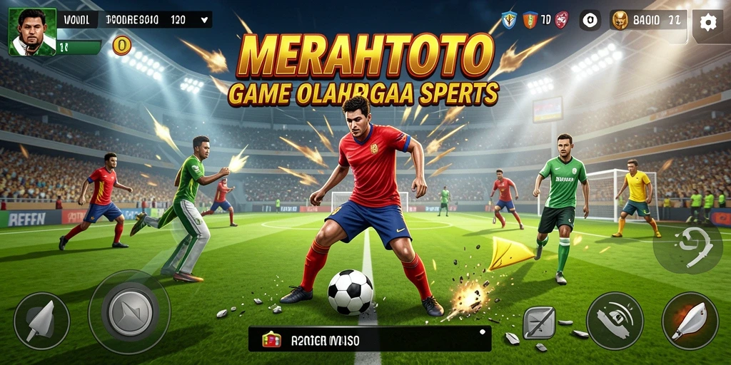Tampilan gameplay seru dalam MERAHTOTO yang menggambarkan aksi olahraga.