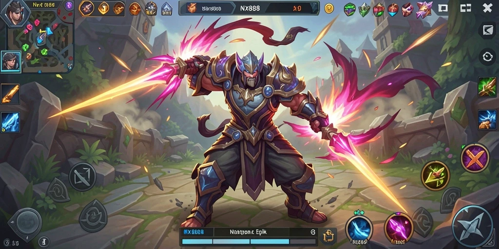 Tampilan seru dari gameplay NX888 yang mengesankan di dunia MOBA.