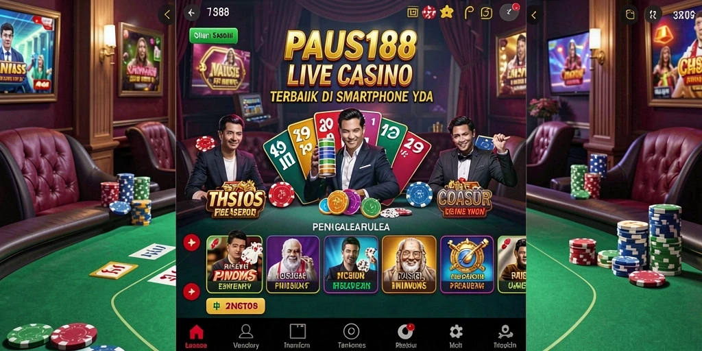 Screenshot gameplay PAUS188 yang menampilkan dealer dan pemain saat bermain Live Casino.