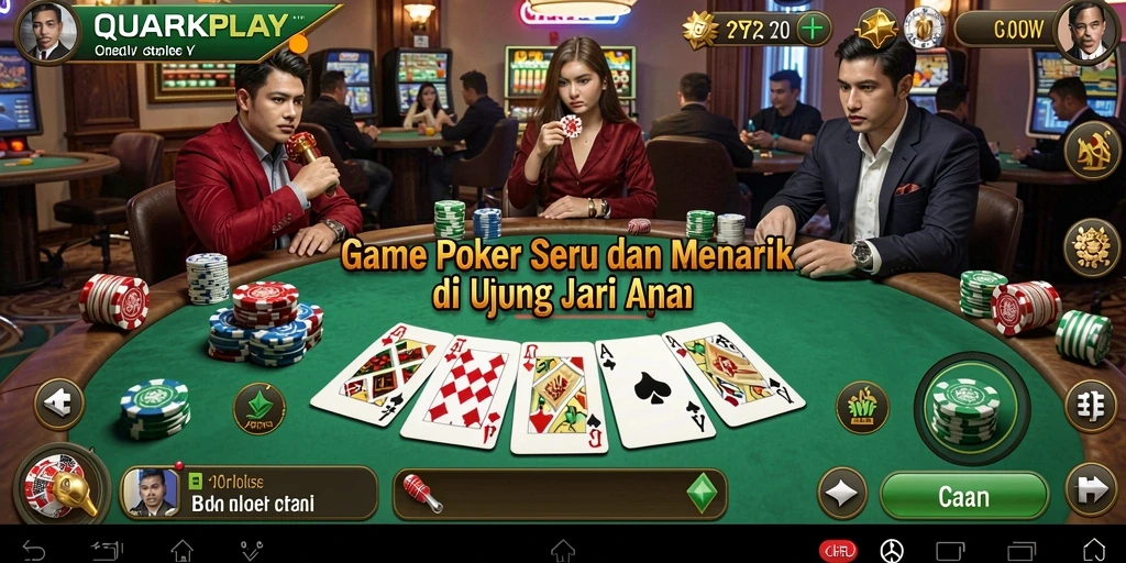 Screenshot gameplay Poker QUARKPLAY dengan grafik yang menarik.