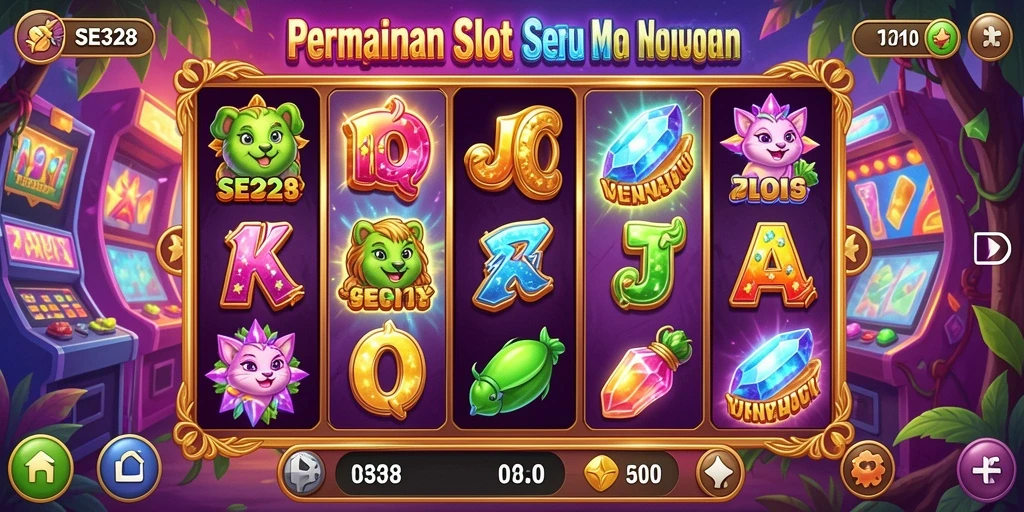 Screenshot utama gameplay SE328 yang menampilkan putaran slot yang menegangkan.