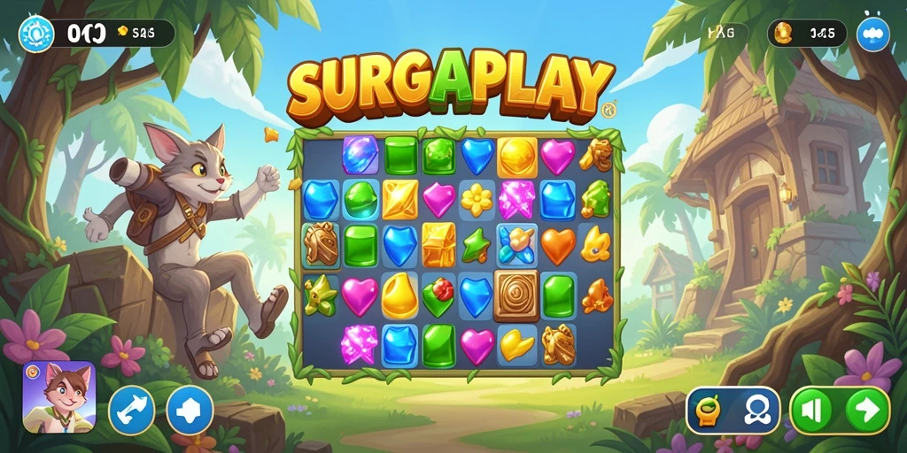 Gameplay seru SURGAPLAY dengan paduan warna-warni yang menarik.