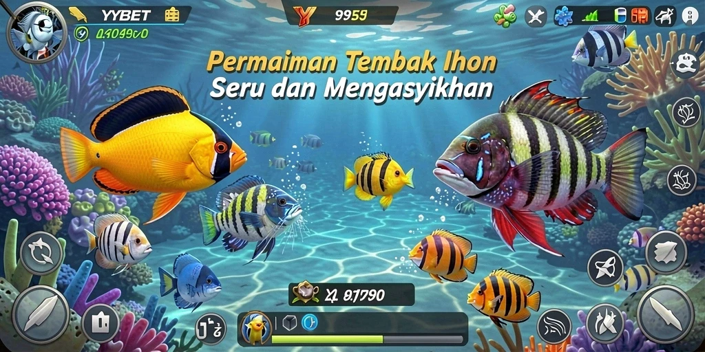 Gameplay YYBET yang seru dengan menembak ikan berwarna-warni.